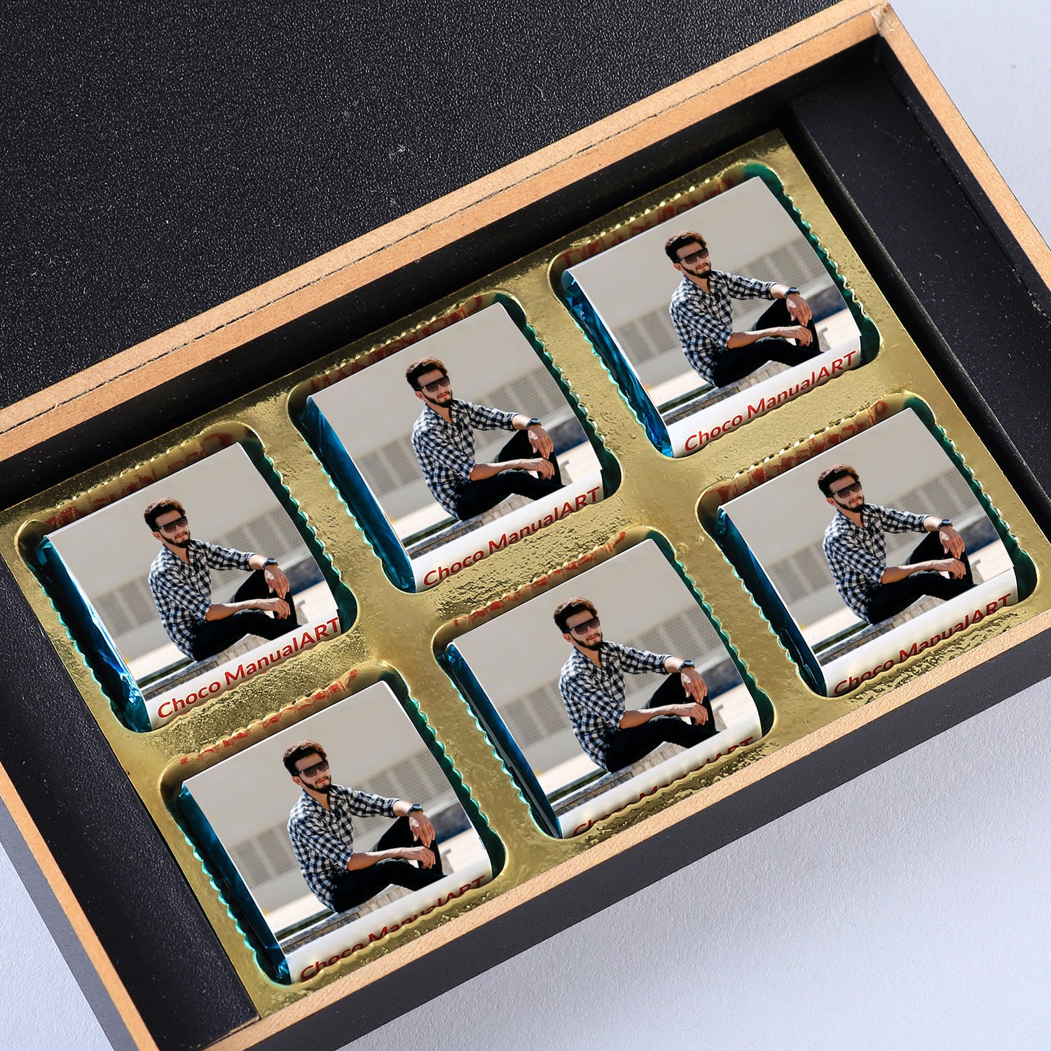  Customised gifts with name and photo printed on chocolate wrapperchocolates with a special message printed on them.