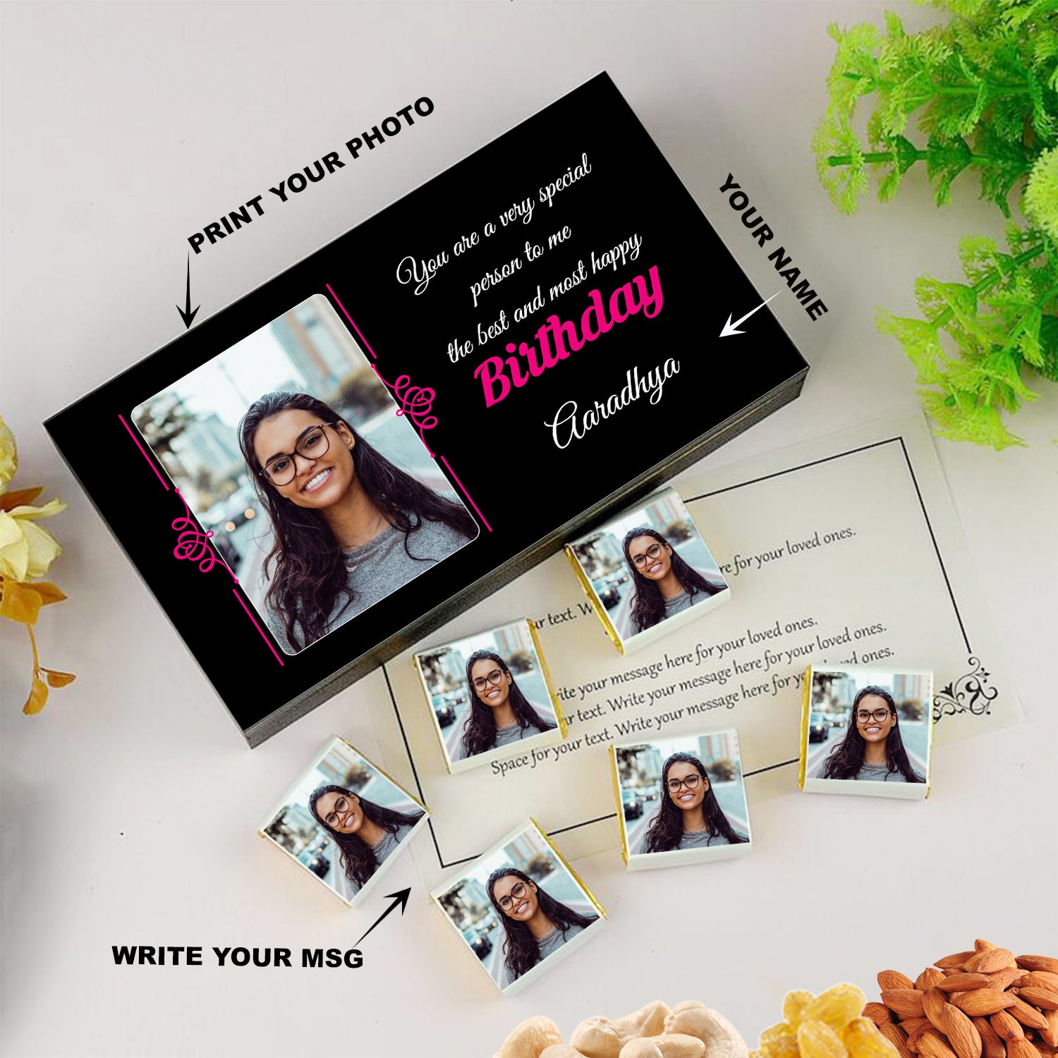 Personalised Chocolate Gift Box  Chocolates With Names  Photo Customised Gifts  Photo India Dark Chocolate Customized Near Me  For Birthdays Chocolate Message Inside In Special Birthday Birthday  Happy Birthday 1 Rupees Images