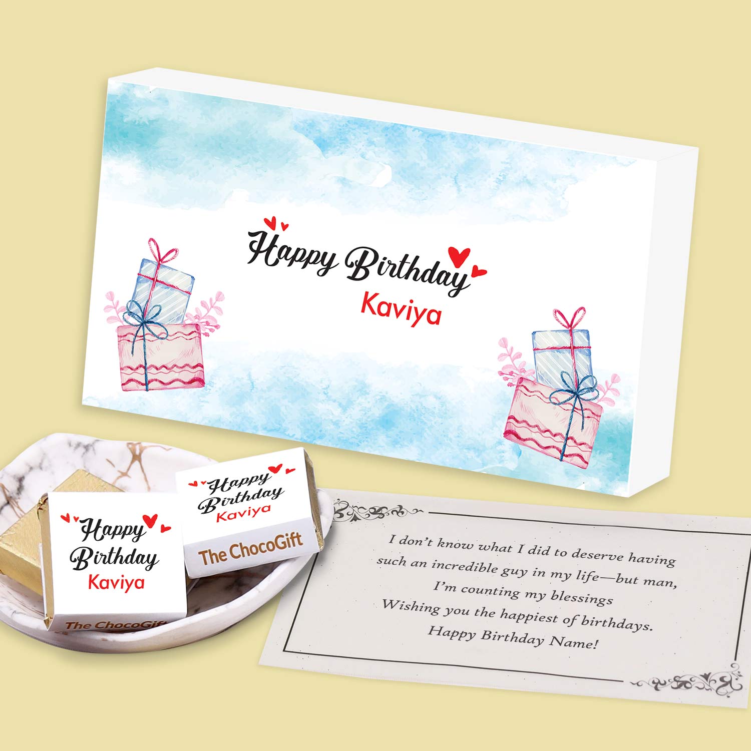 Gift Theme Name Printed Chocolate gift for Birthday