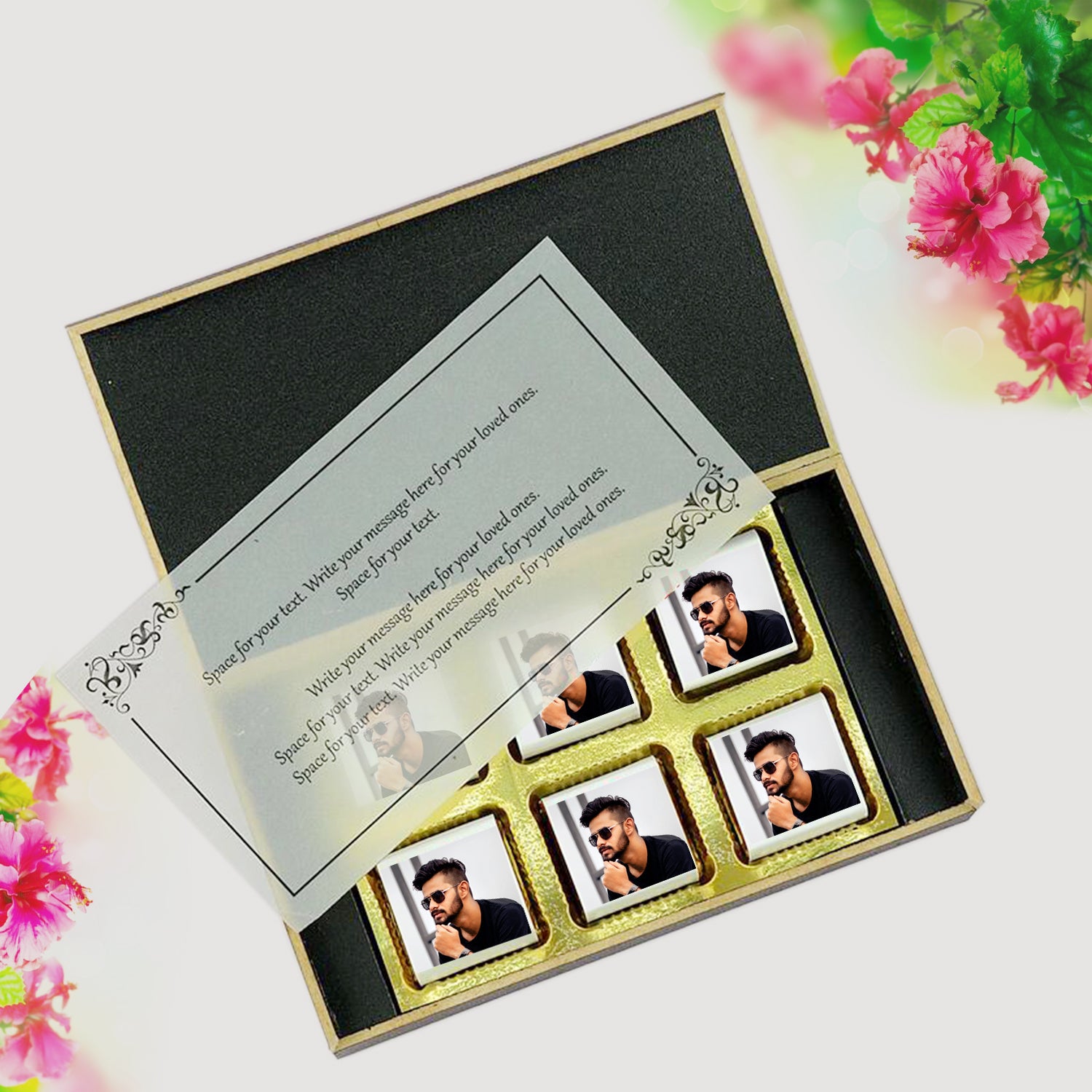 Customised Chocolates for Birthday Occasion. Personalised Chocolate Gift Box Chocolates With Name and  Photo.  Birthdays Message Inside the chocolate box. 