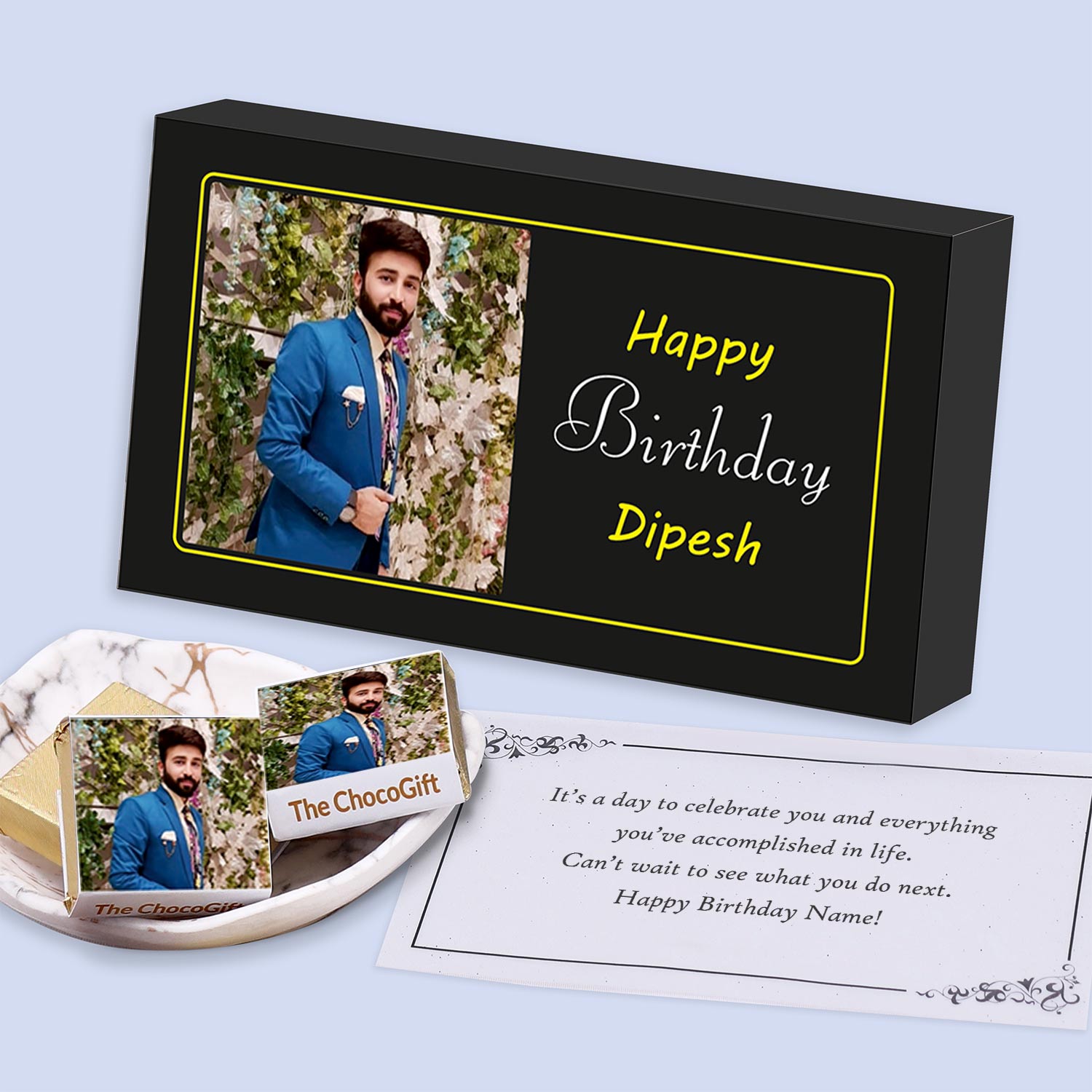 Customised gifts with Photo and design Wrapper printed chocolates