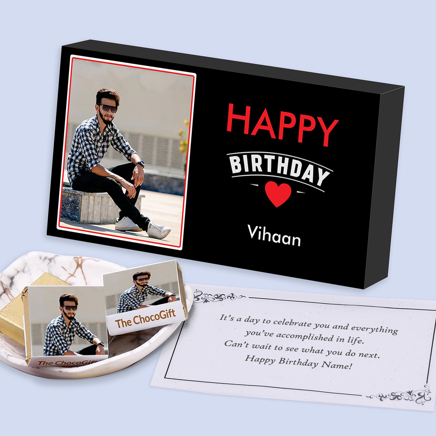 Customized Photo print chocolates with a special message