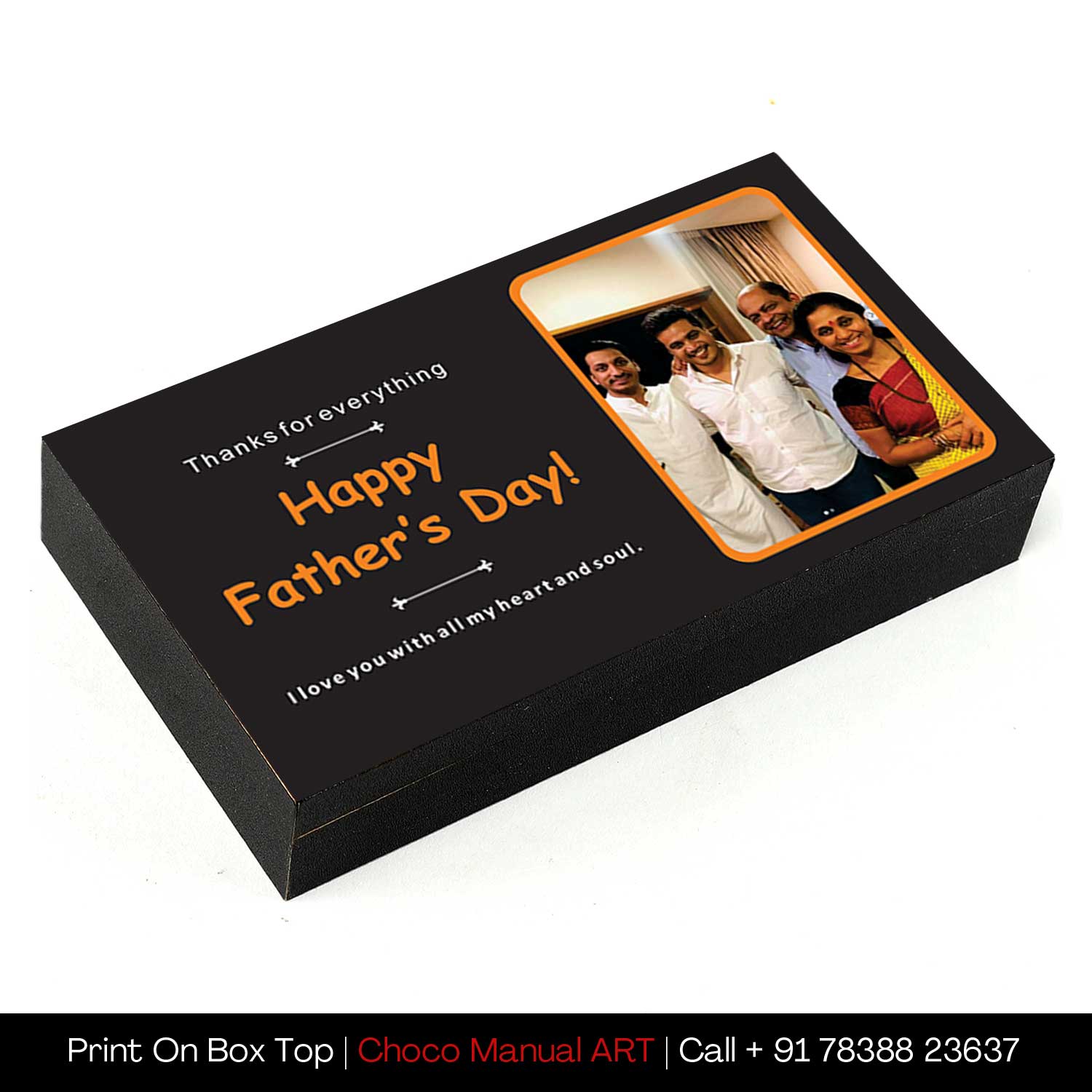 Black Elegant father's day gift box of Printed Chocolates