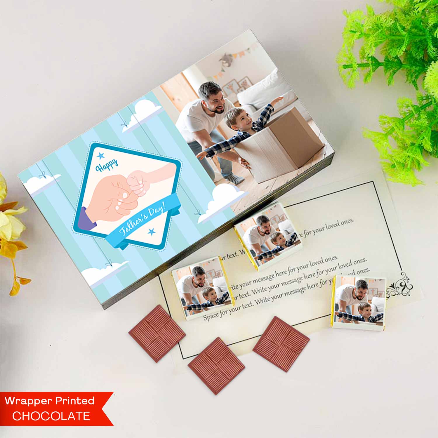 Fist bump clipart printed wrapped chocolates for father's day