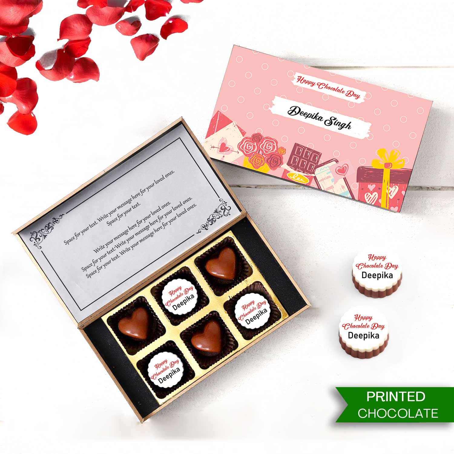 Buy online @399 Chocolate Day Printed Chocolate with photo/name