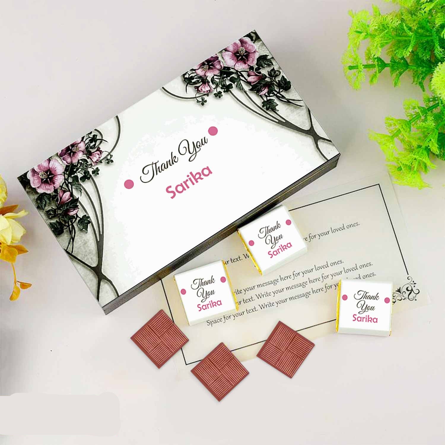 Name printed chocolate box I  Thank you gifts for colleagues I  Delicious chocolates I  Elegant wooden packaging I  Free shipping across India