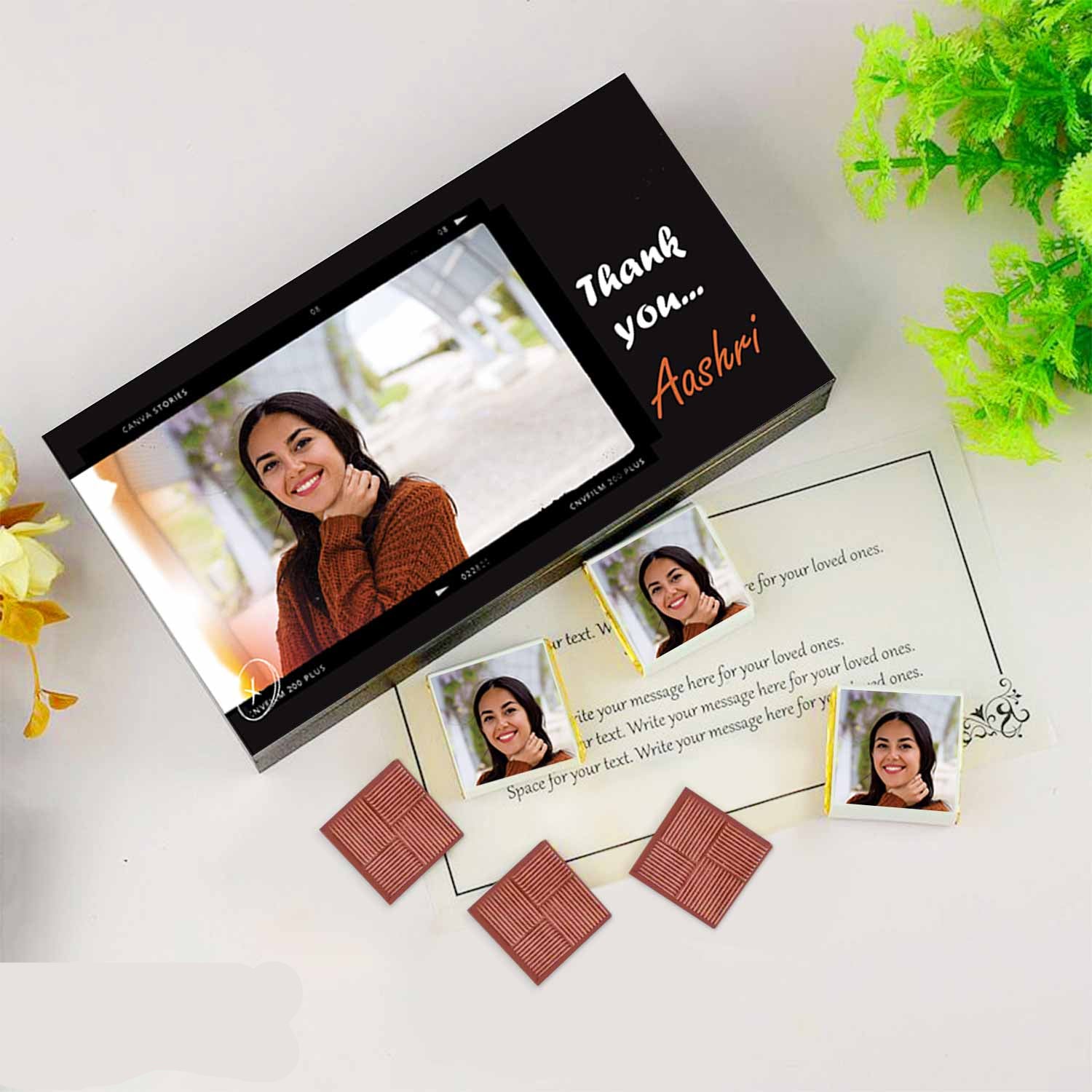 Chocolate Box for Thank You I  Delicious chocolates I  Photo/Name printed chocolate box I  Elegant wooden packaging I  Free shipping across India