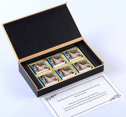 Unique Gift idea to say sorry chocolate box with Image and name printed I Delicious chocolates I Wooden box