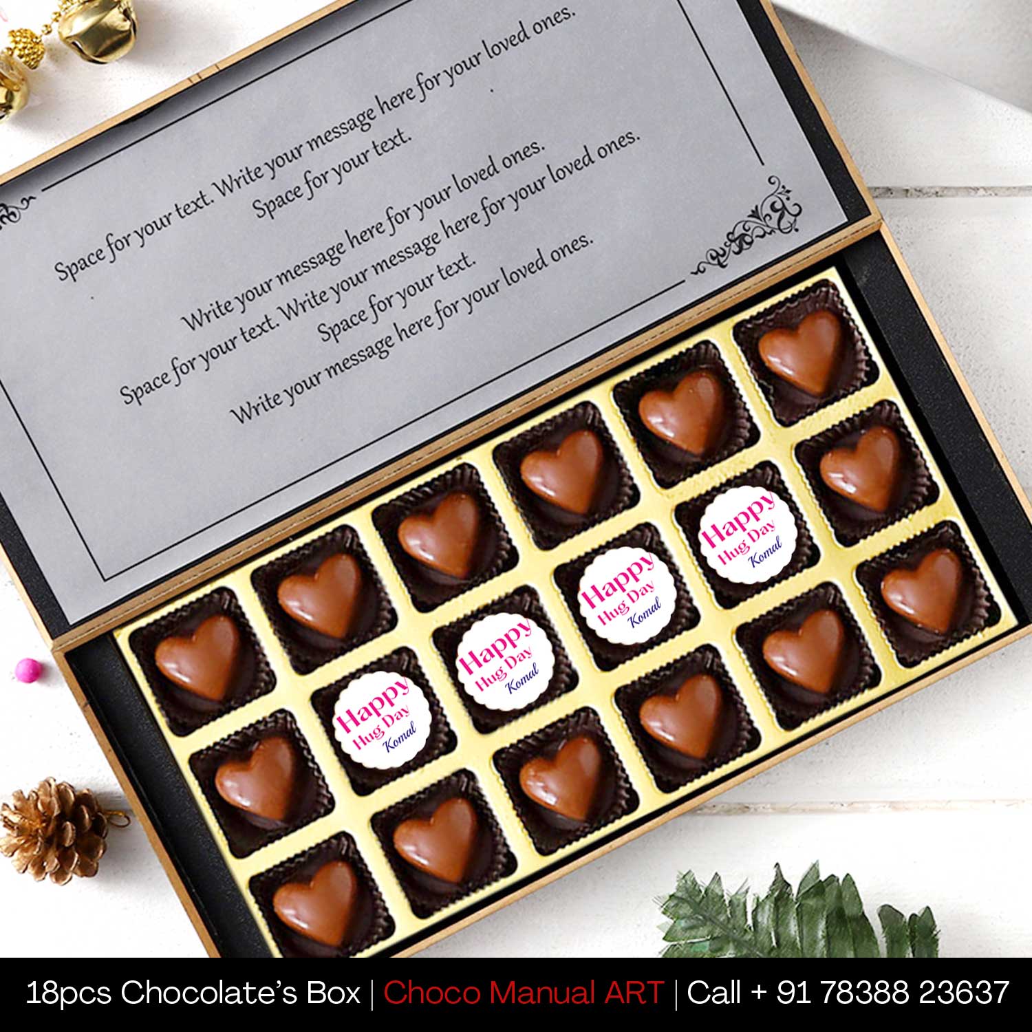 Buy online @399 Hug Day Printed Chocolate with photo/name