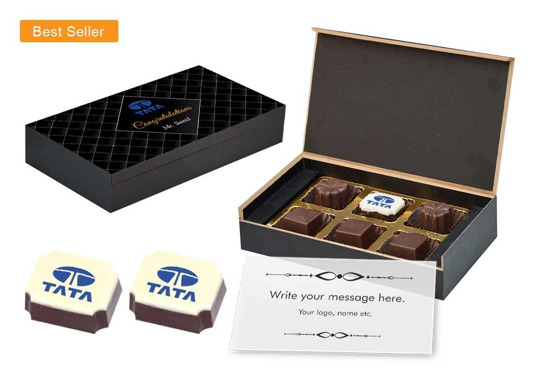 Logo printed chocolates with message printed for clients - Choco ManualART