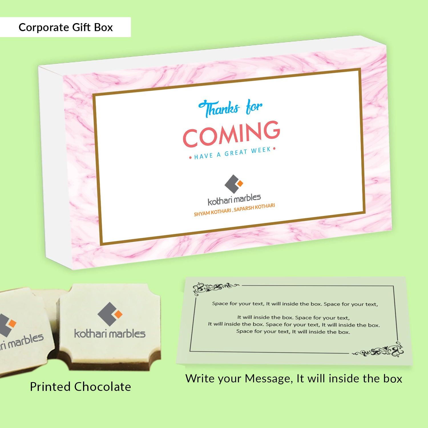 Pink marble printed cute designer corporate chocolates gift - Choco Manual ART