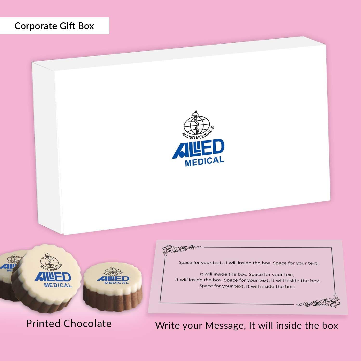 White decent corporate gift box of chocolates - Choco Manual ART