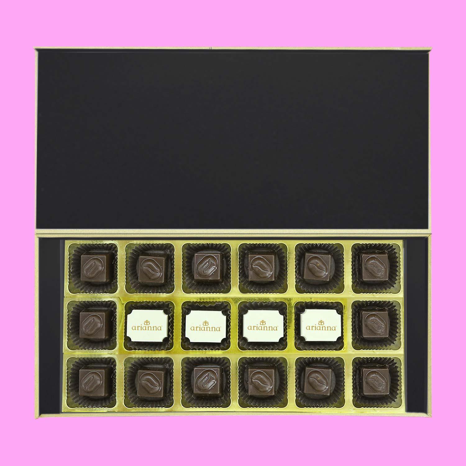 Vibrant coloured designer corporate gift of chocolates - Choco Manual ART