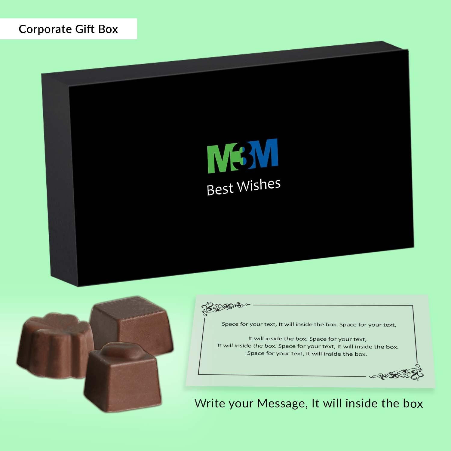 Logo printed black corporate chocolates box - Choco Manual ART