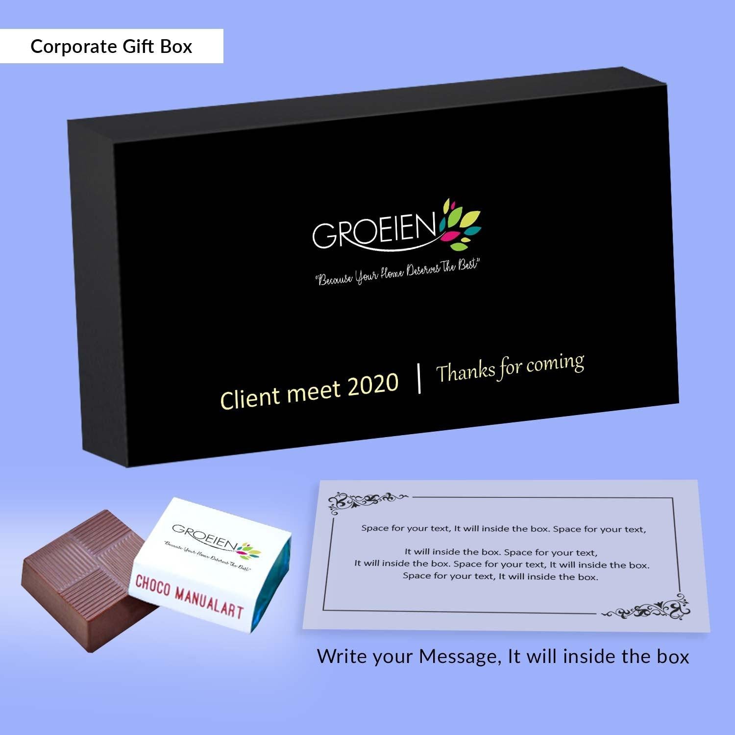 Black modern corporate gift box of chocolates - Choco Manual ART