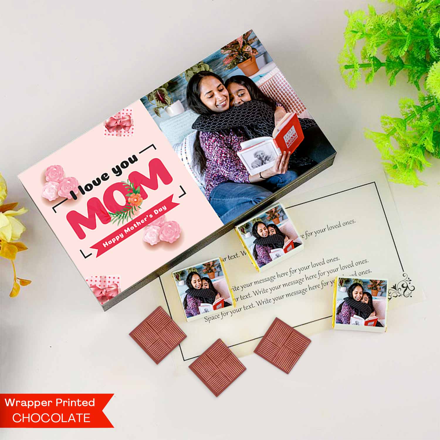Customised Gift for Mother's day Flower Print Chocolate