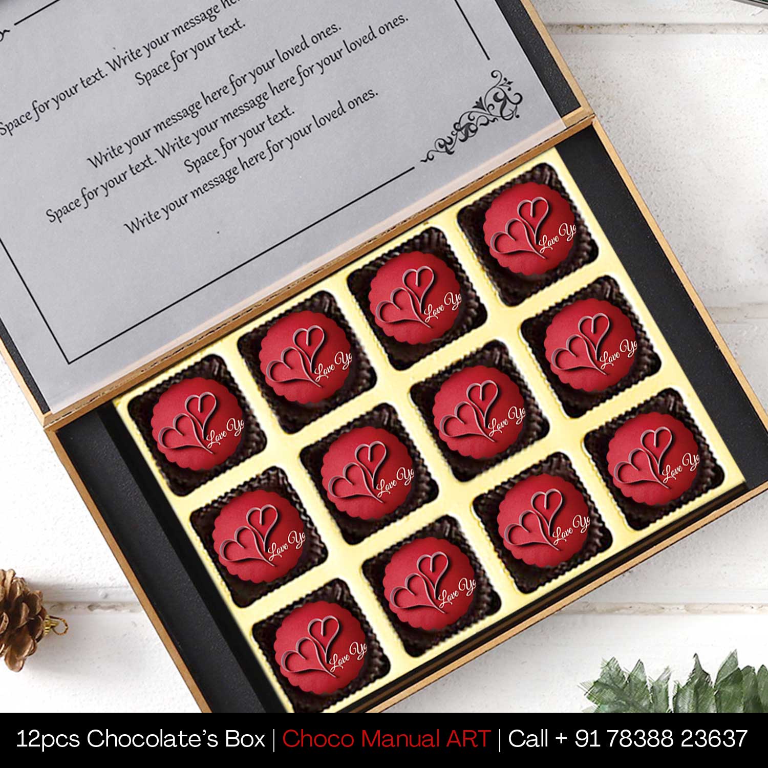 BUY Love You Printed Chocolate Gift Boxes with Personalisation - Choco ManualART
