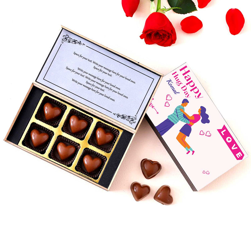 Buy online @399 Hug Day Printed Chocolate with photo/name