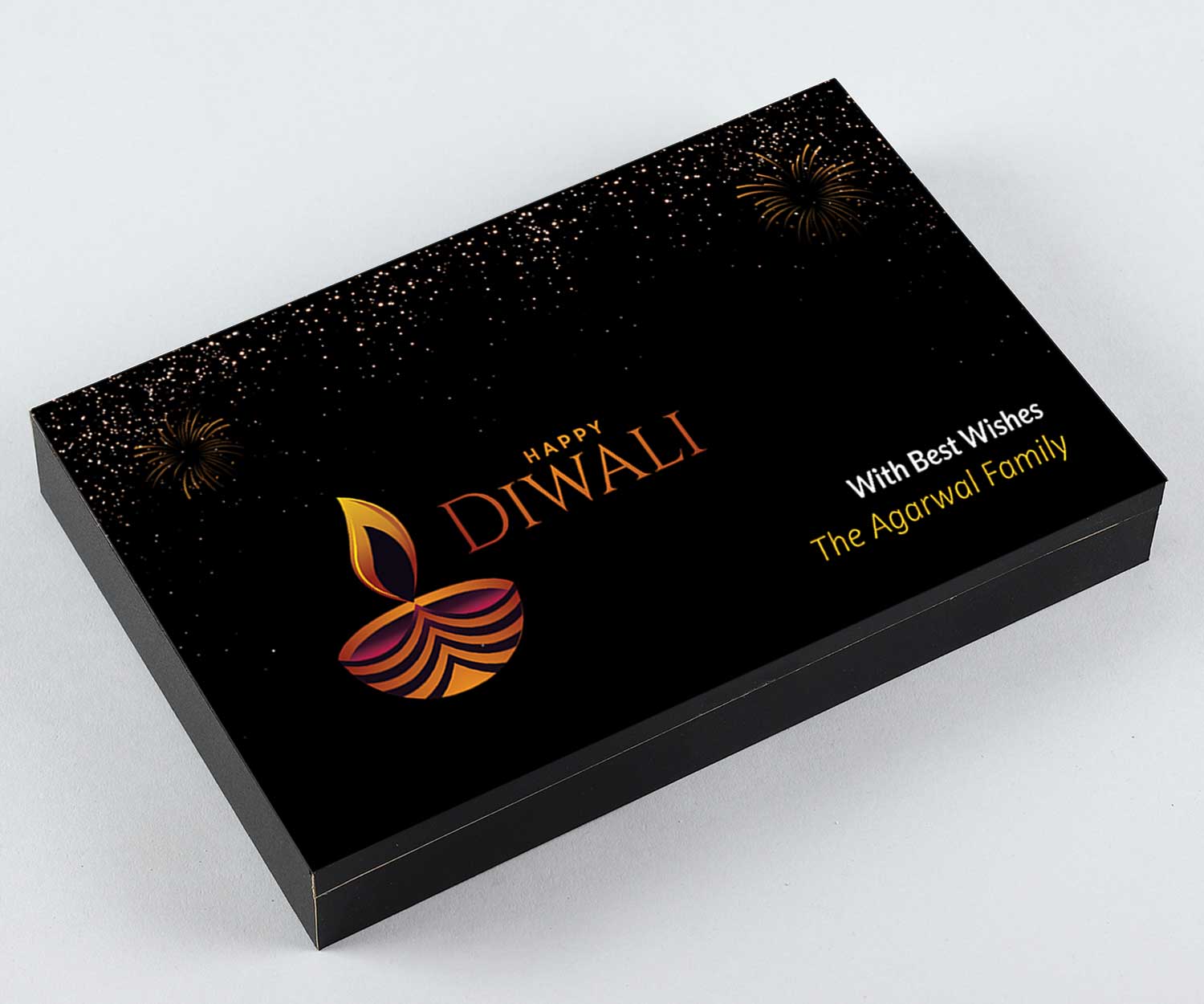 Golden firework black chocolates box diwali gift
