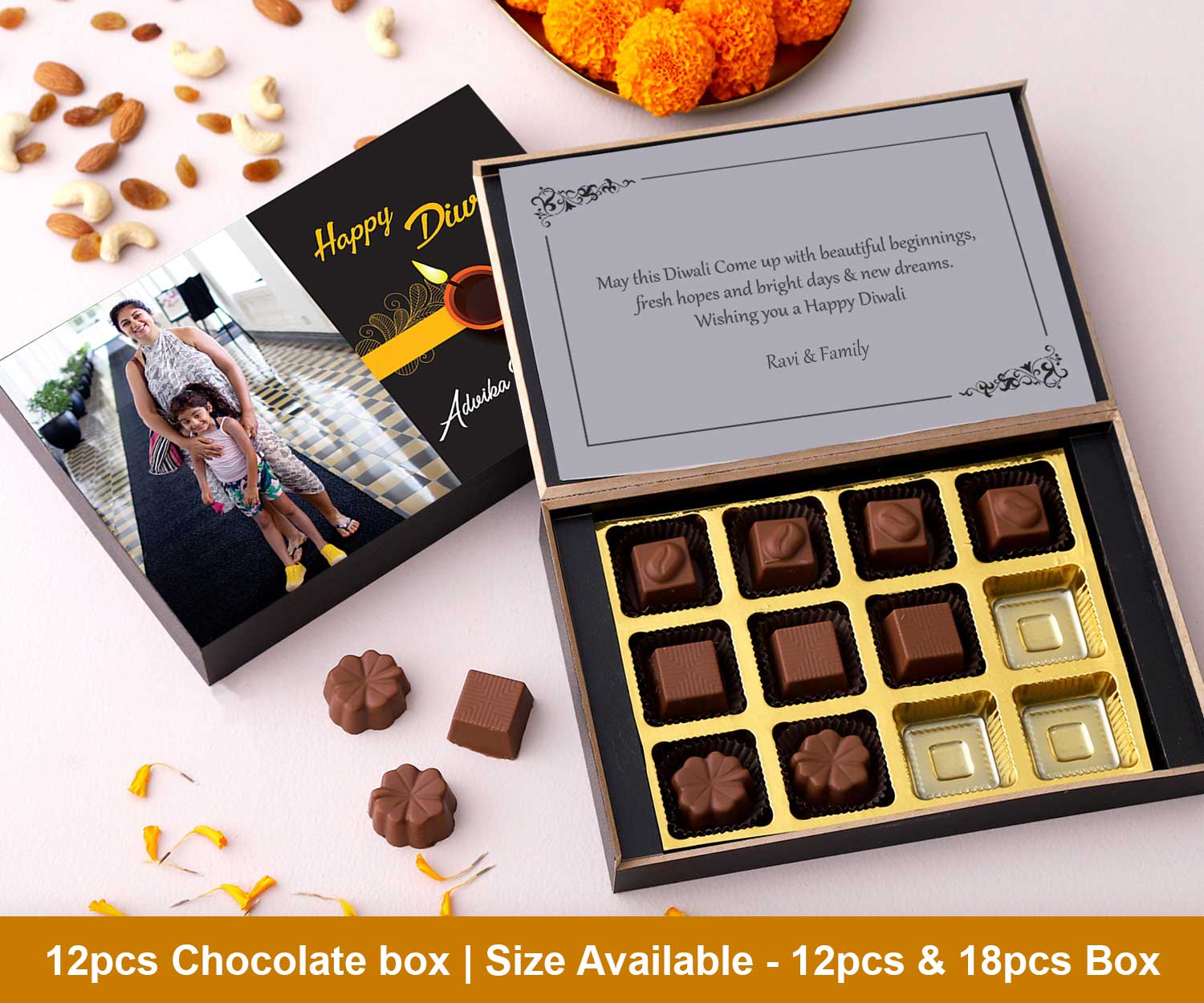Innovative Diwali gift personalised chocolates box