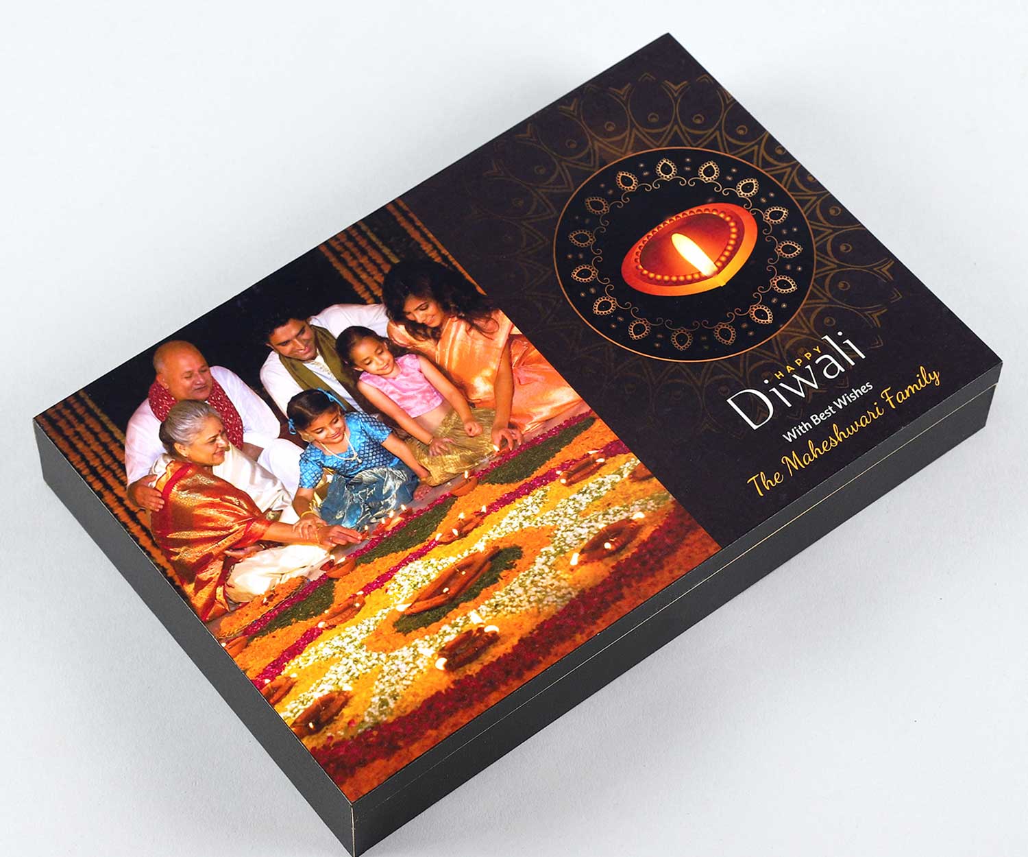 Unique diwali chocolates gift customised with photo print