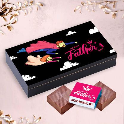 Elegant black father's day box with Personalised wrapped chocolates