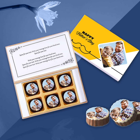 Bright yellow elegant design box of personalised chocolates