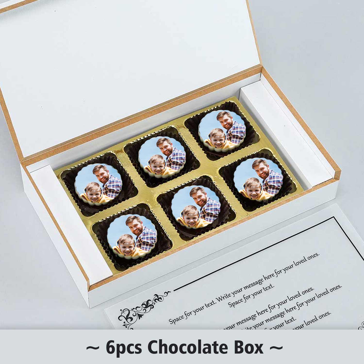 Bright yellow elegant design box of personalised chocolates