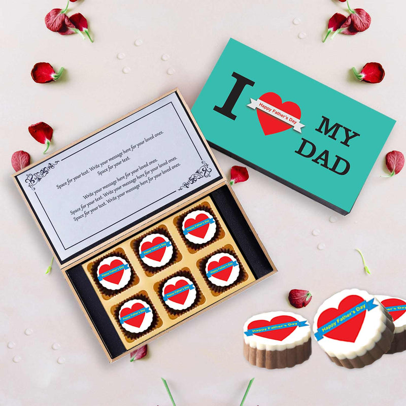 I love my Dad Personalised Chocolates gift cyan color Box