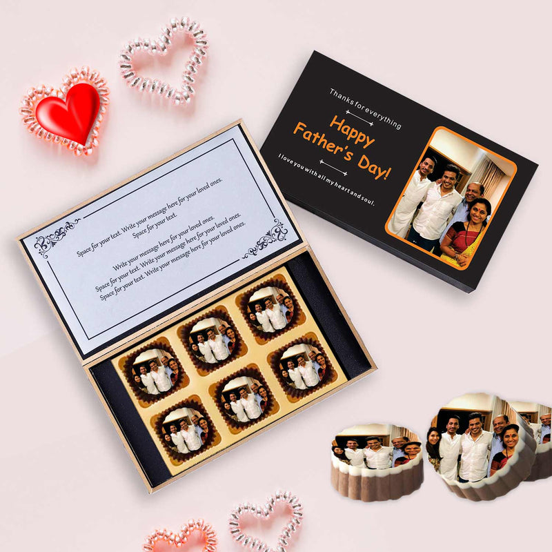 Black Elegant father's day gift box of Printed Chocolates