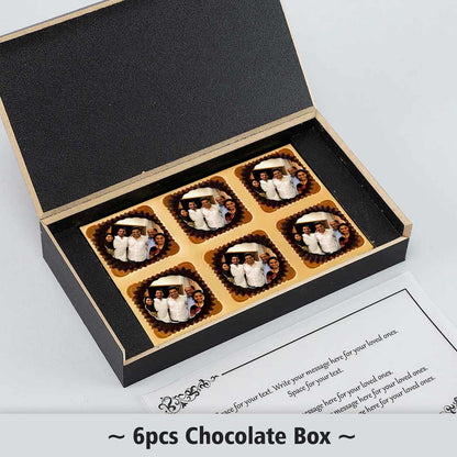 Black Elegant father's day gift box of Printed Chocolates