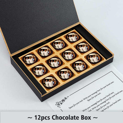 Black Elegant father's day gift box of Printed Chocolates