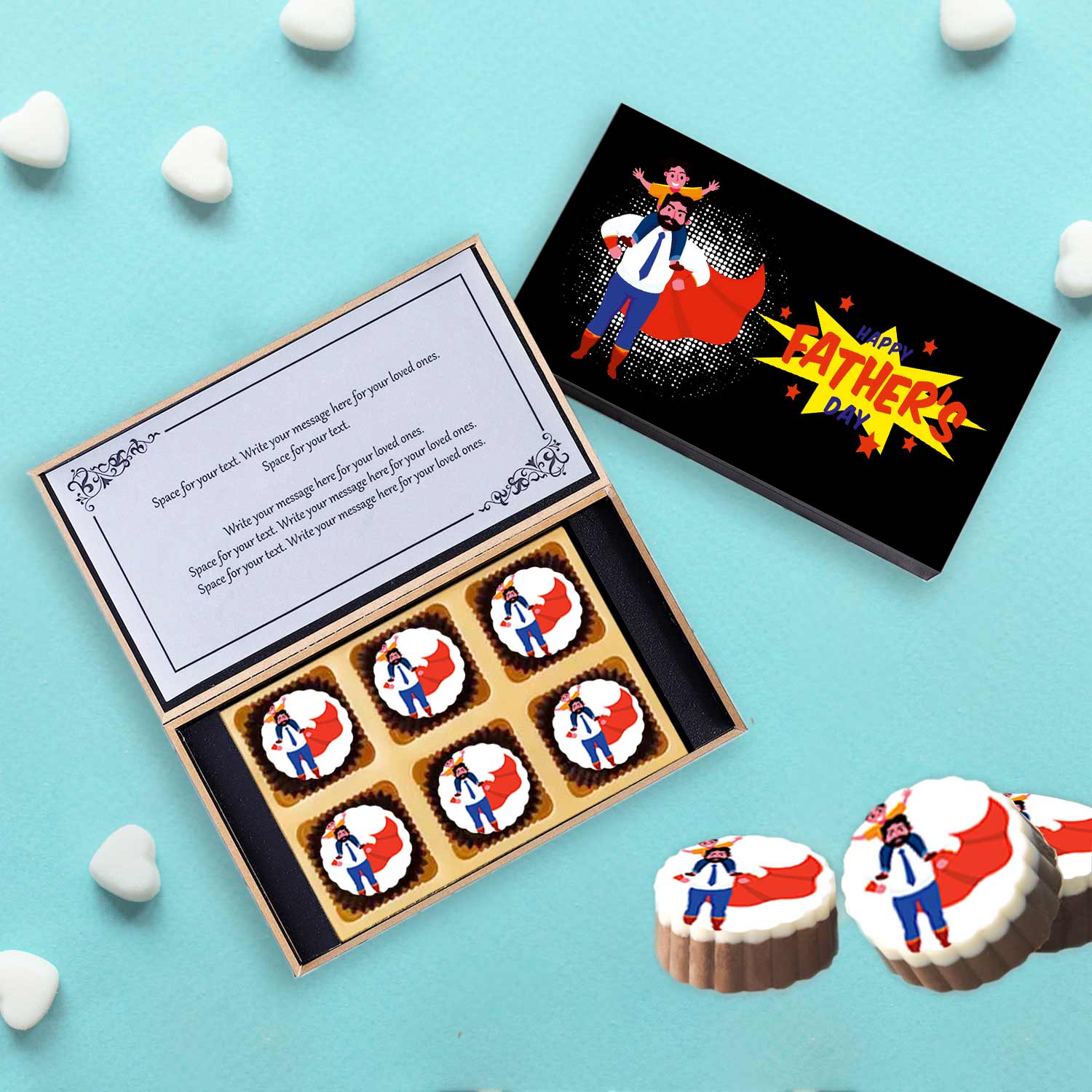 Happy Father's Day Printed Chocolates With Cute Graphics Printed Box