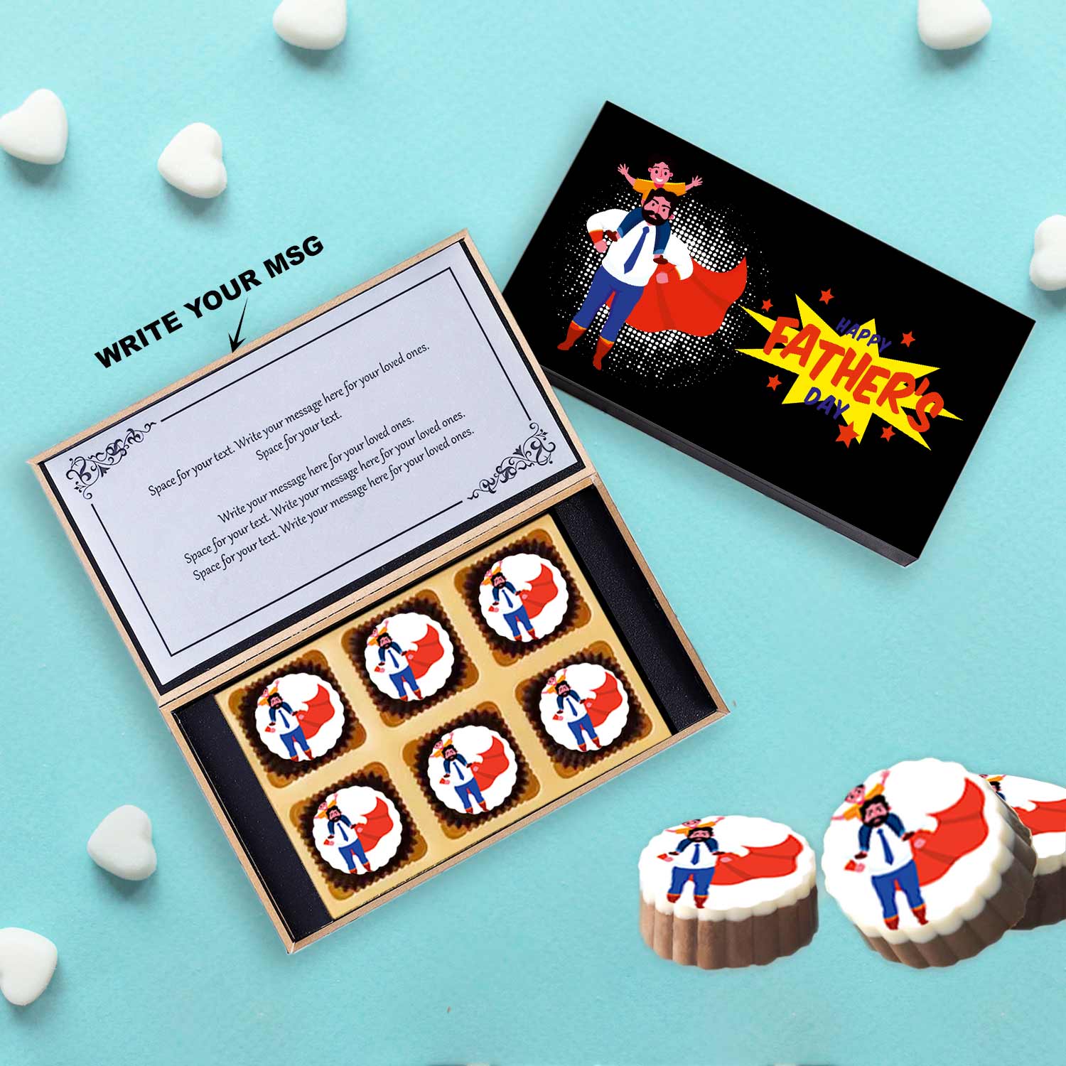 Happy Father's Day Printed Chocolates With Cute Graphics Printed Box