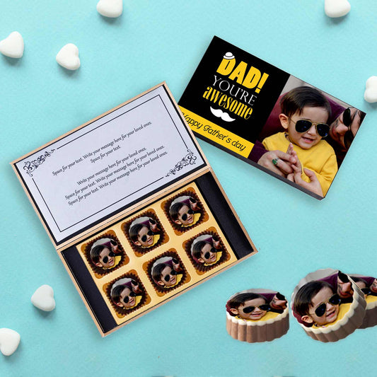 Dad printed chocolates with Dad and son