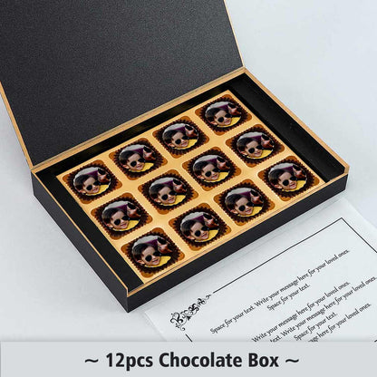 Dad printed chocolates with Dad and son
