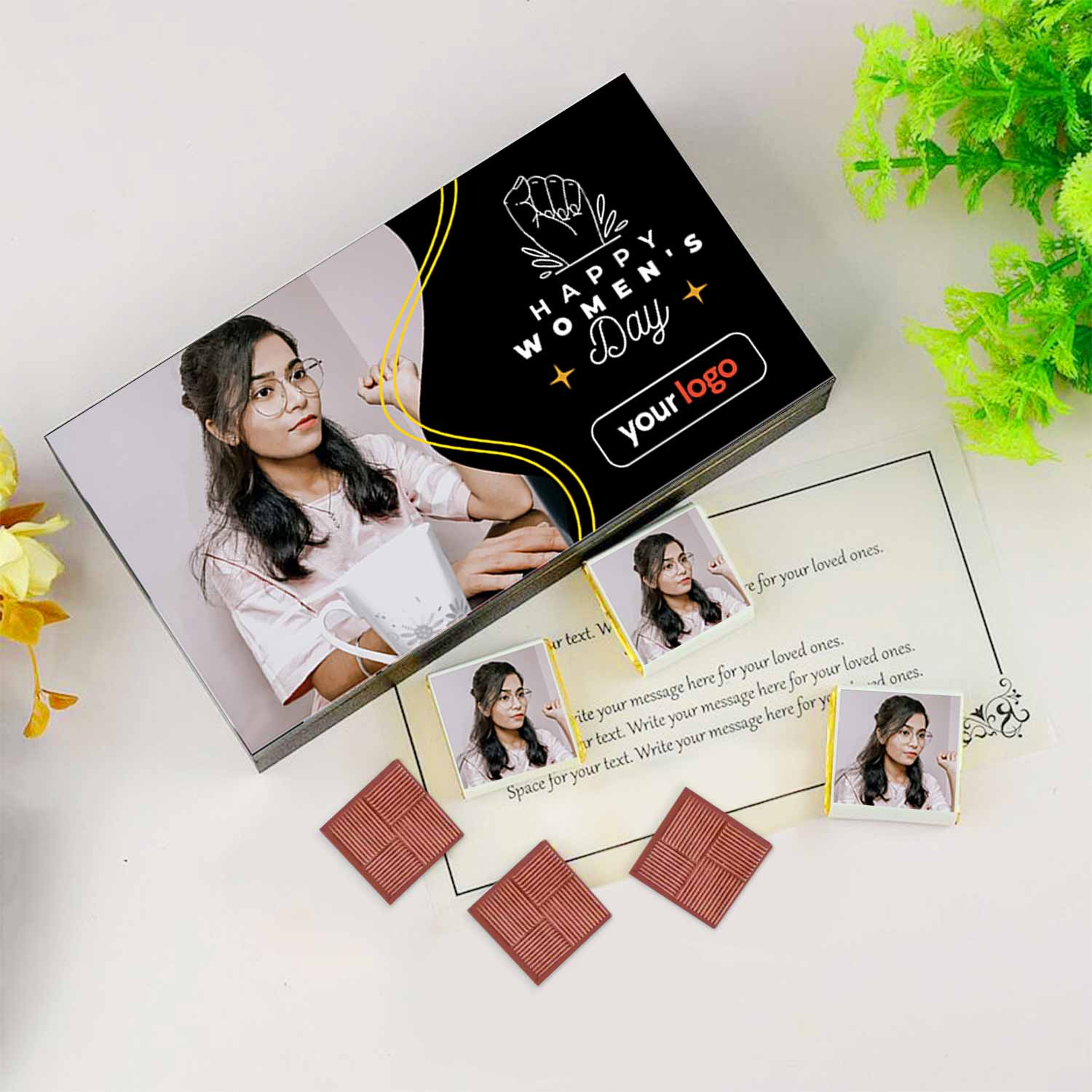 Fist design photo printed chocolates women's day gift
