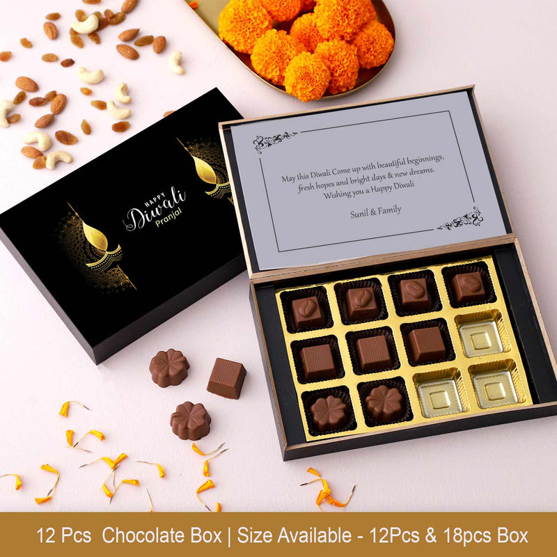 Golden firework black chocolates box diwali gift
