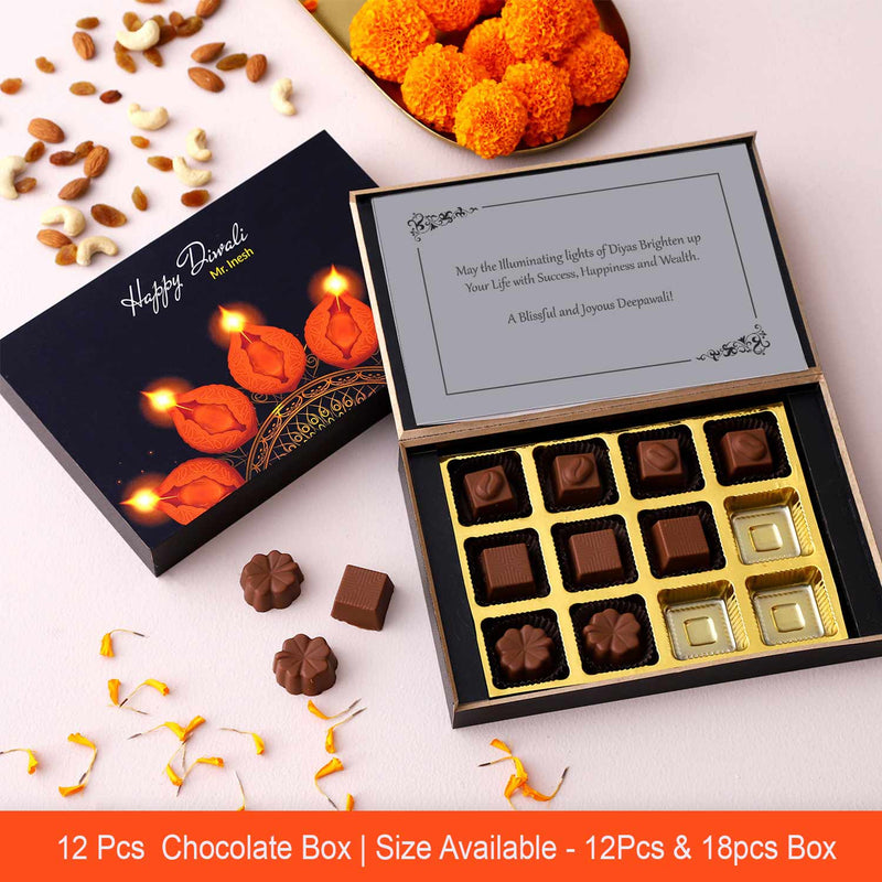 Colourful Diya printed chocolates Diwali gift