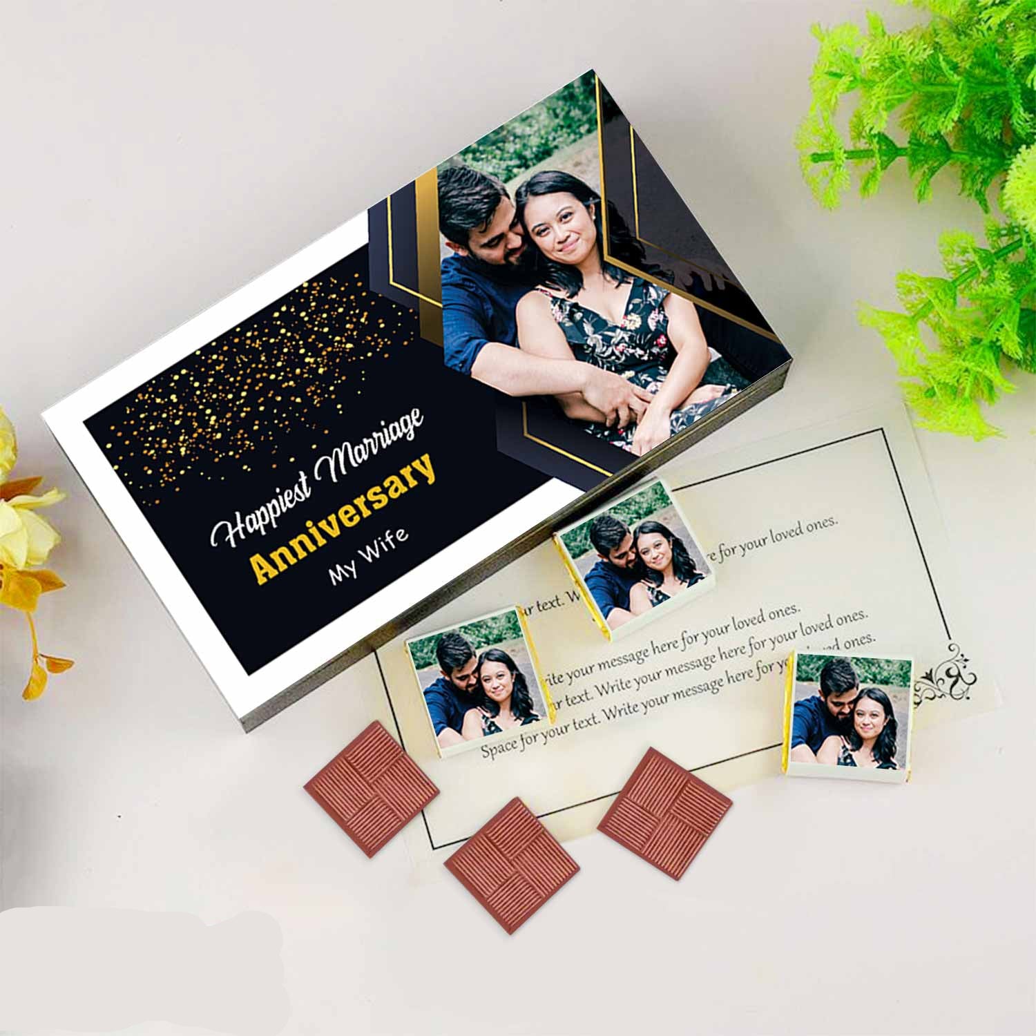 Graceful design and photo printed box of chocolates