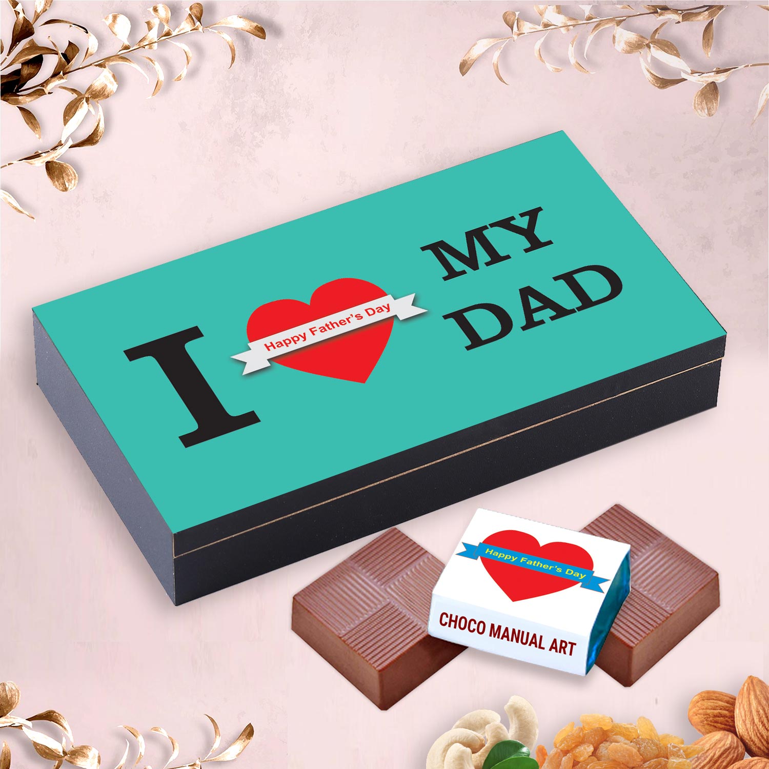 Red heart Happy Father's Day Printed wrapped Chocolates