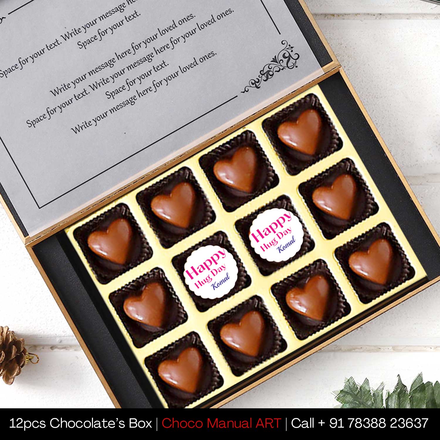 Buy online @399 Hug Day Printed Chocolate with photo/name