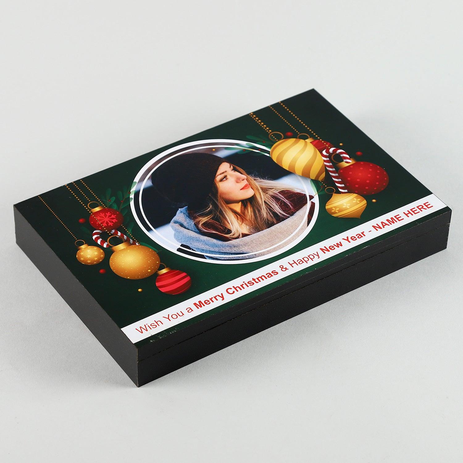 Personalized Photo Chocolate Gift for New Year and Merry Christmas with Print Photo Name and Message - Choco Manual ART