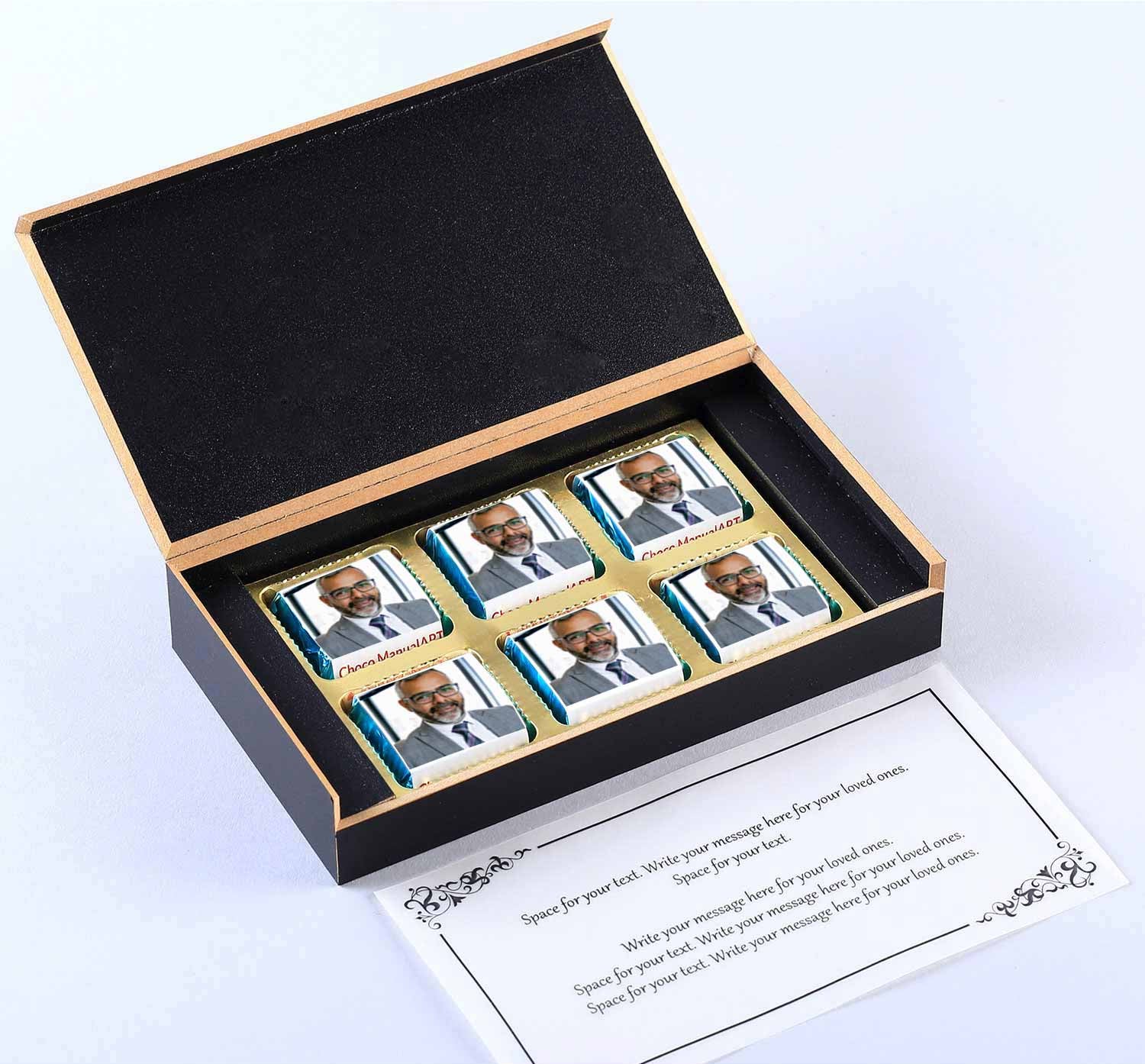 Thank you gifts for colleagues I  Image/Name printed chocolate box I  Delicious chocolates I  Free shipping across India I  Elegant wooden packaging