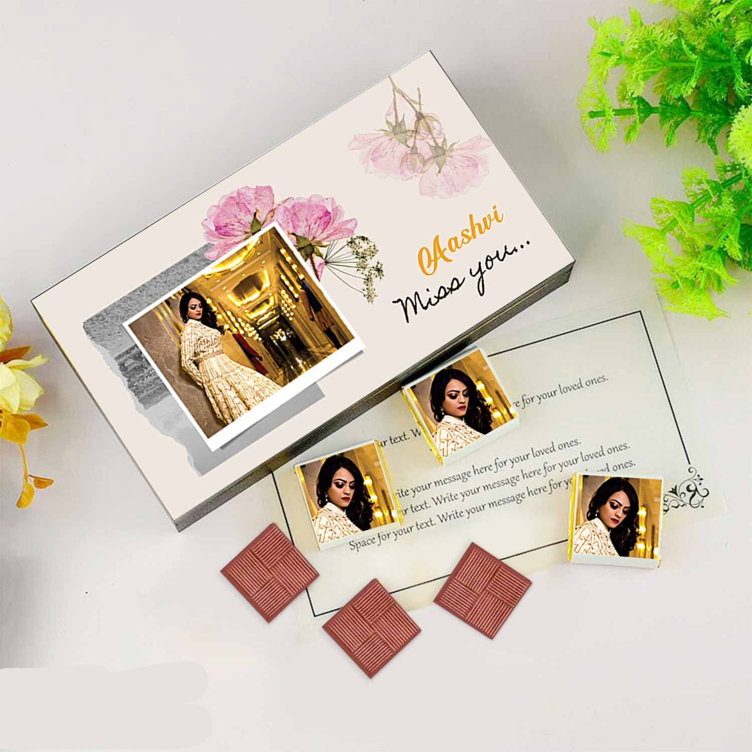 Miss you gifts for boyfriend /friend I  Photo printed chocolate box I  Delicious chocolates I  Free shipping across India I  Elegant wooden packaging