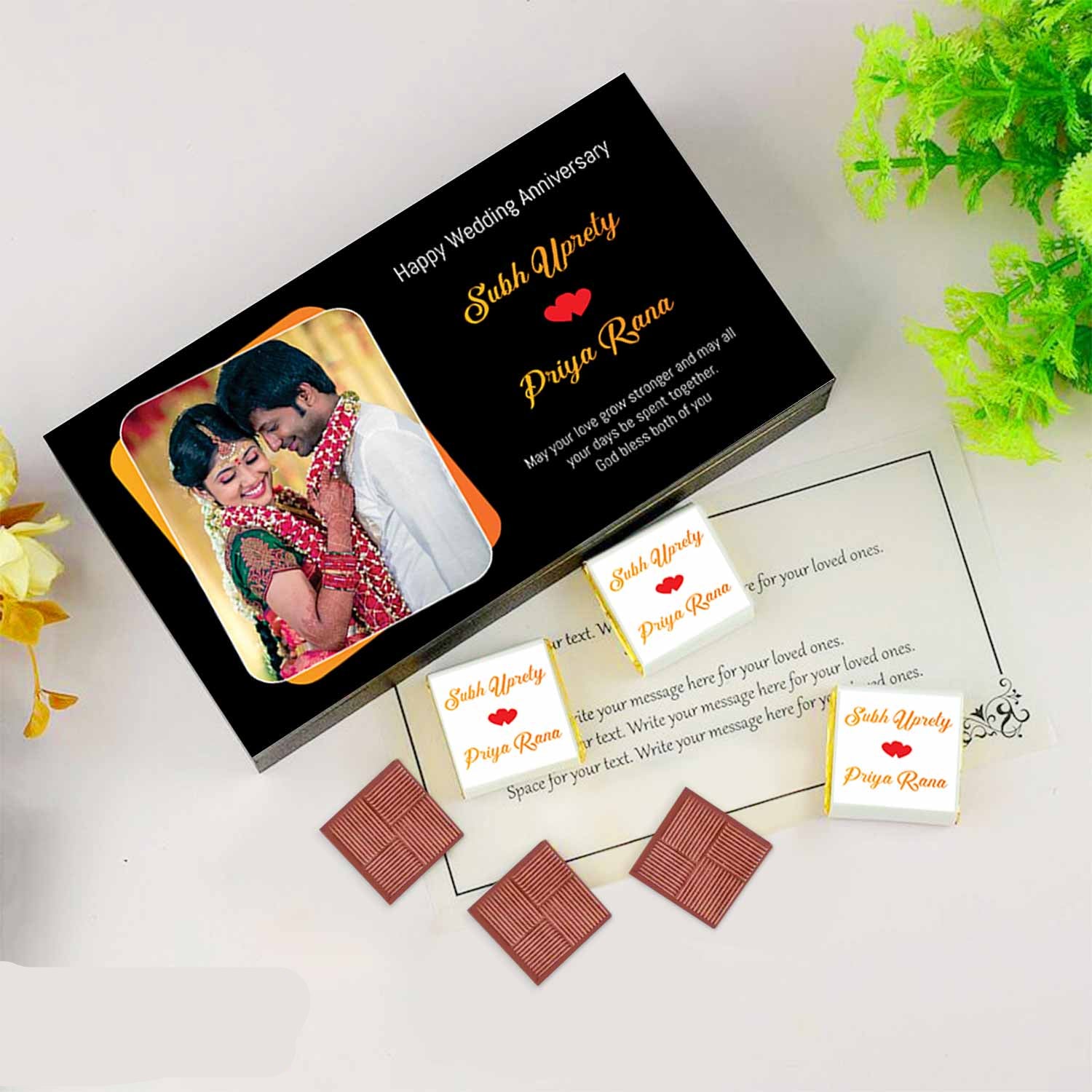 Names with Photo design Printed on Chocolate Wrappers