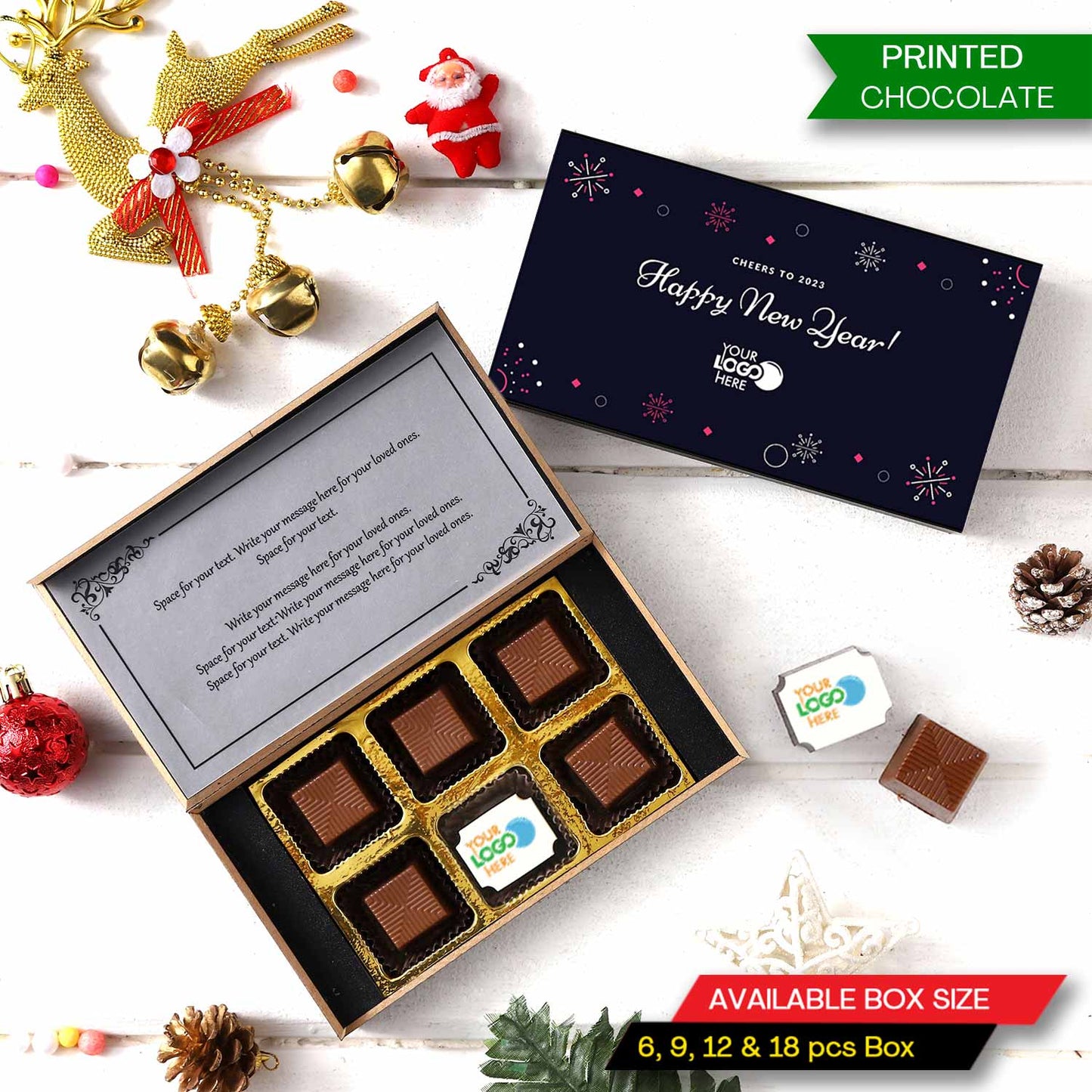 For New Year and Christmas | Your brand on chocolates | Logo chocolates Gifts