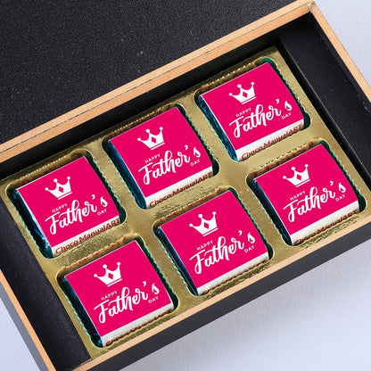 Elegant black father's day box with Personalised wrapped chocolates