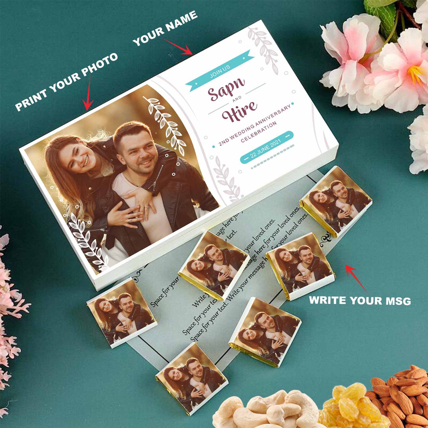 Anniversary Invitation chocolate box with message. Anniversary Invitation for him. Anniversary Invitation for her. Gift for anniversary invitation. Chocolate gift box for anniversary invitation.