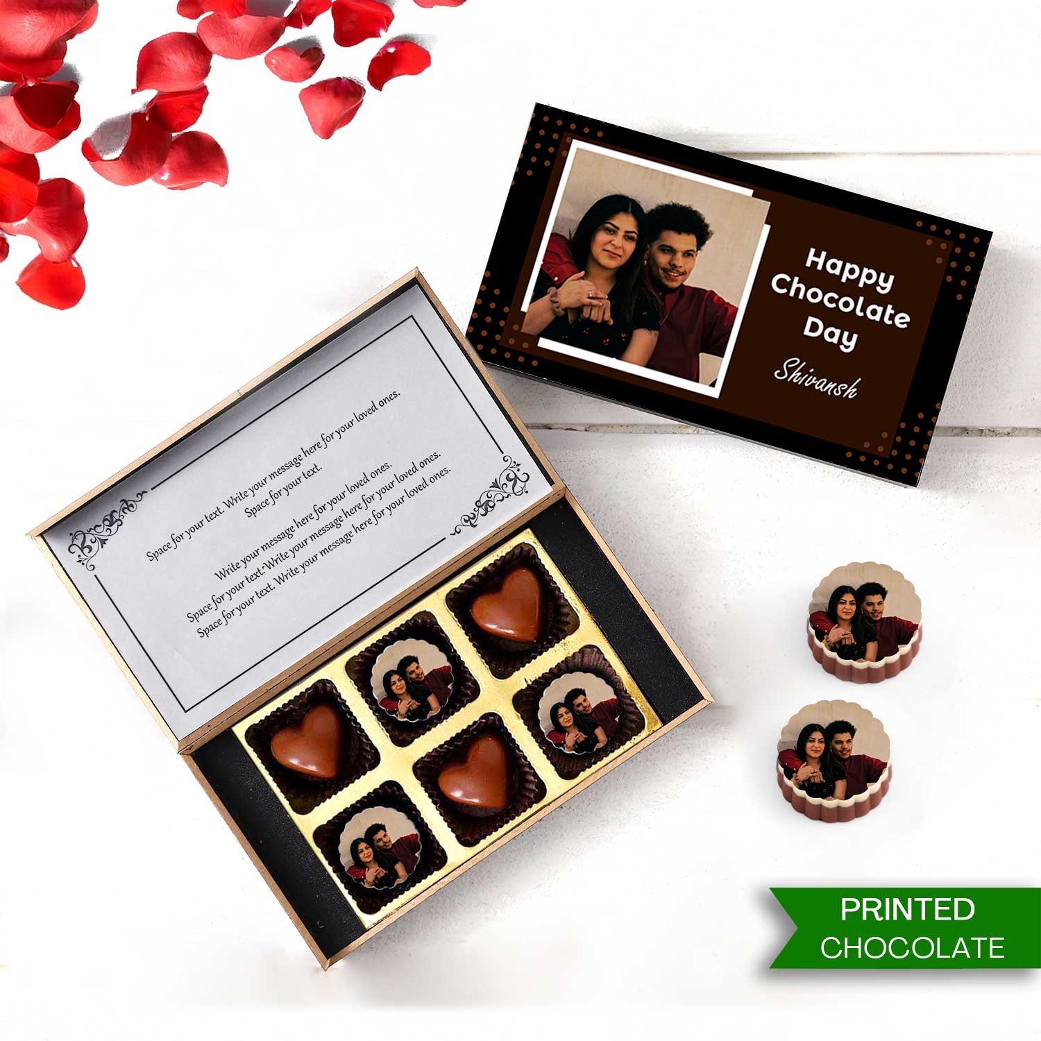 Personalized Chocolate Day chocolate gift with photo/name printed